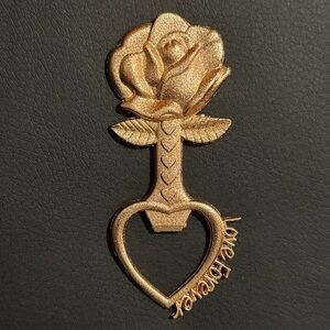 New Gold Rose Heart Bottle Opener